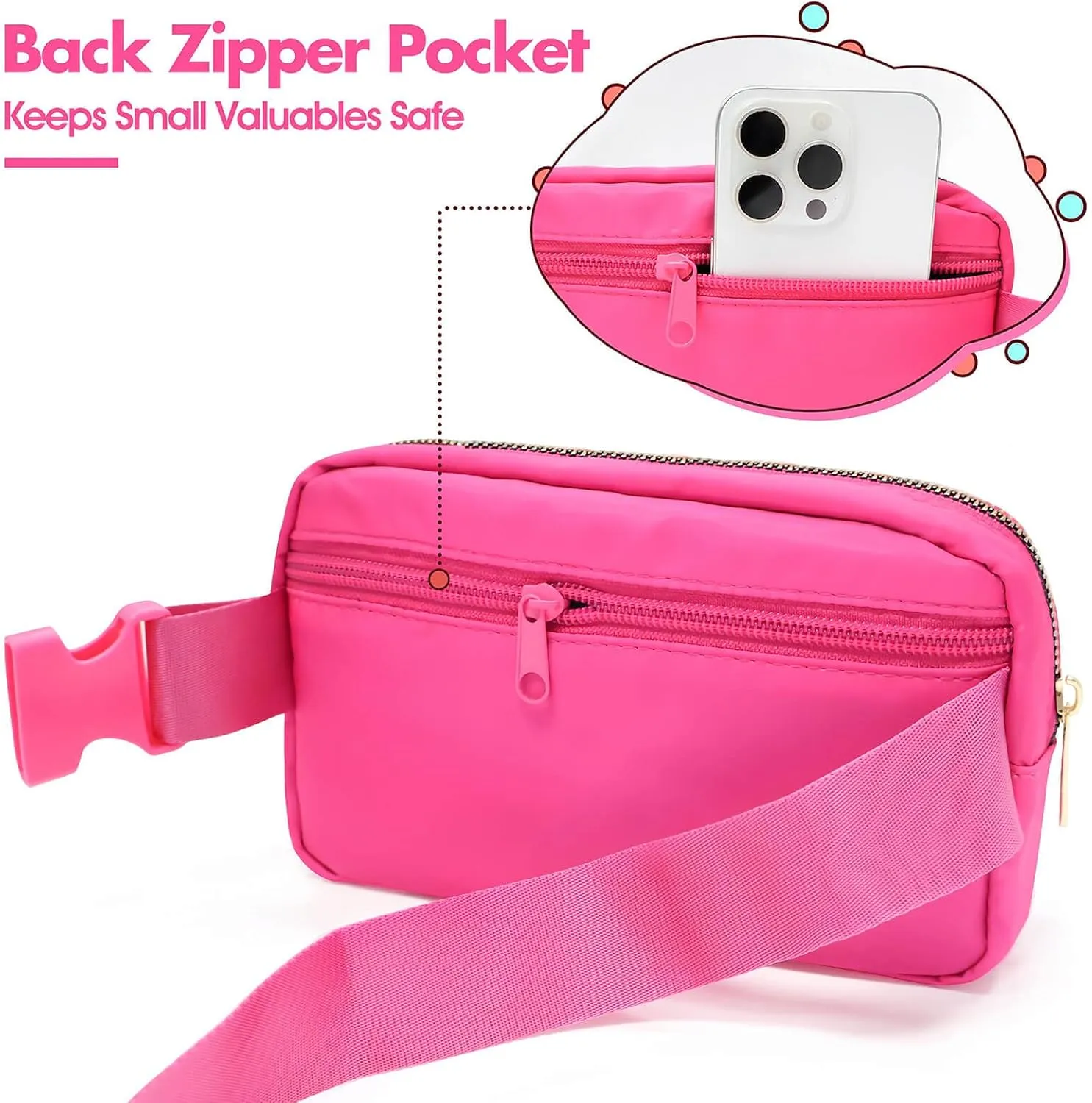 Fanny Pack for Girls Crossbody Bag, Chenille S Letter Preppy Nylon Kids Belt Bag for Birthday Christmas Graduation Personalized Gifts for Girls Teen Women Fanny Pack (S, Pink)