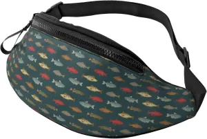 Fanny Pack for Women Men - River Freshwater Fish Crossbody Bag with Adjustable Shoulder Strap - Belt Bag Waist Bag for Outdoors Travel Sports Running