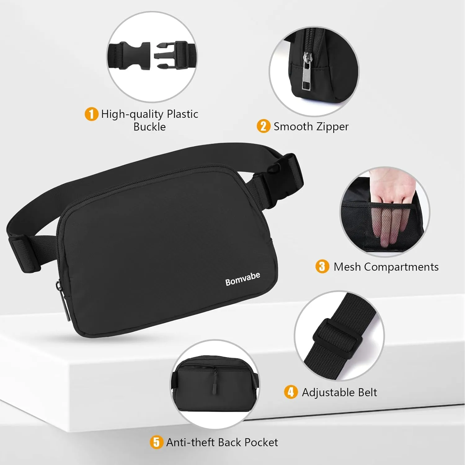 Fanny Pack for Women Teen Girls, Small Belt Bag 1L with Adjustable Strap 32" to 51", Crossbody Bag Water-resistant for Travel Gym Sport Running, Fashion Waist Bag for Mothers Day Gifts