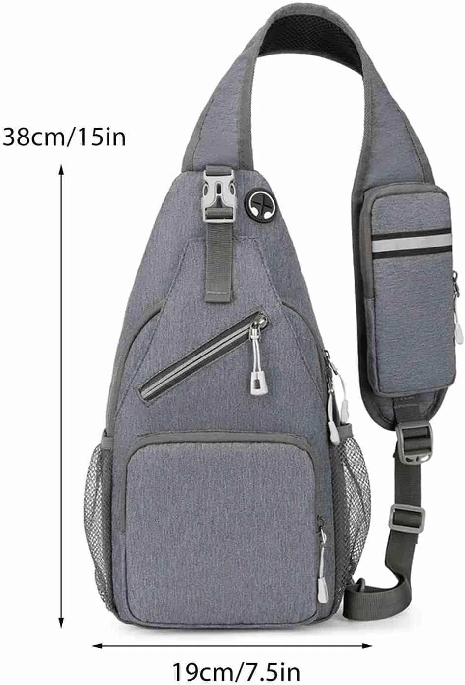 Fanny Pack Large Capacity Crossbody Bag with Breathable Shoulder Strap Night Reflective Strip for Outdoor Travel (Grey)