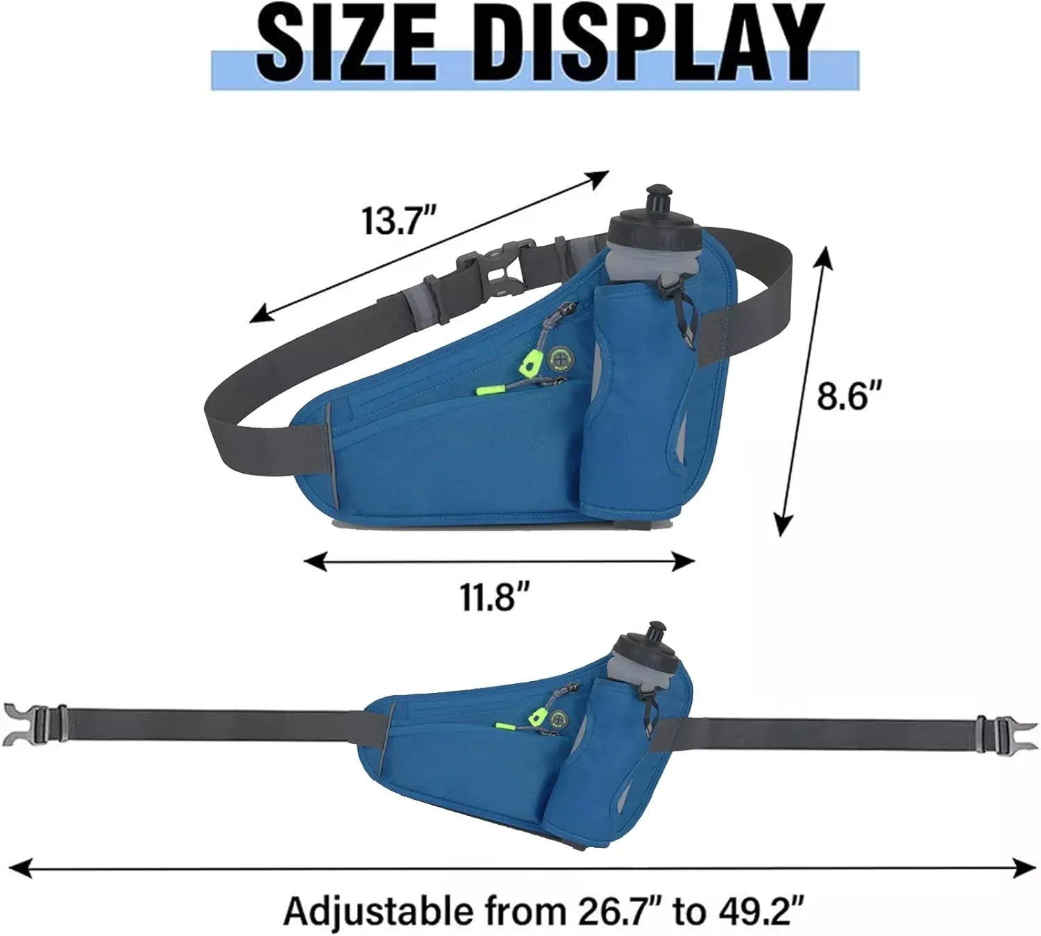 Fanny Pack with Water Bottle Holder, Hydration Running Belt for Men Women Adjustable Strap Waist Bag Suitable for Hiking Running Walking Jogging Camping (Bottle Not Included) (Blue)