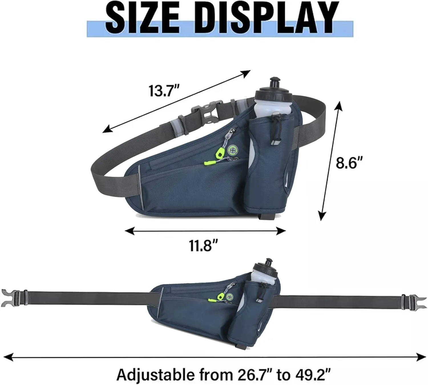Fanny Pack with Water Bottle Holder, Hydration Running Belt for Men Women Adjustable Strap Waist Bag Suitable for Hiking Running Walking Jogging Camping (Bottle Not Included) (Dark Grey)