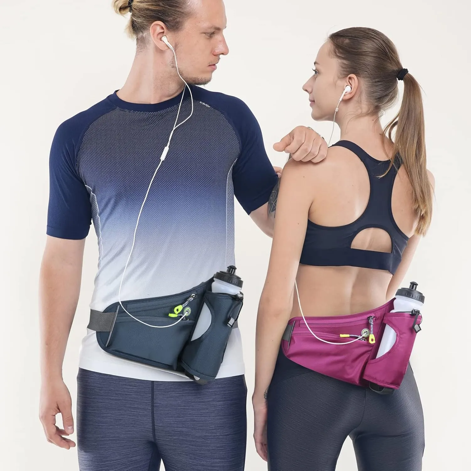 Fanny Pack with Water Bottle Holder, Hydration Running Belt for Men Women Adjustable Strap Waist Bag Suitable for Hiking Running Walking Jogging Camping (Bottle Not Included) (Dark Grey)
