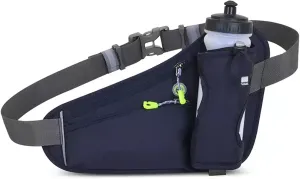 Fanny Pack with Water Bottle Holder, Hydration Running Belt for Men Women Adjustable Strap Waist Bag Suitable for Hiking Running Walking Jogging Camping (Bottle Not Included)(Dark Blue)