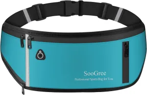 Fanny Packs for Women Men Slim Running Belt Waist Pack Runners Bag Waterproof Money Belt Phone Holder for Sports Hiking Traveling Walking Reflective Strip Adjustable Strap