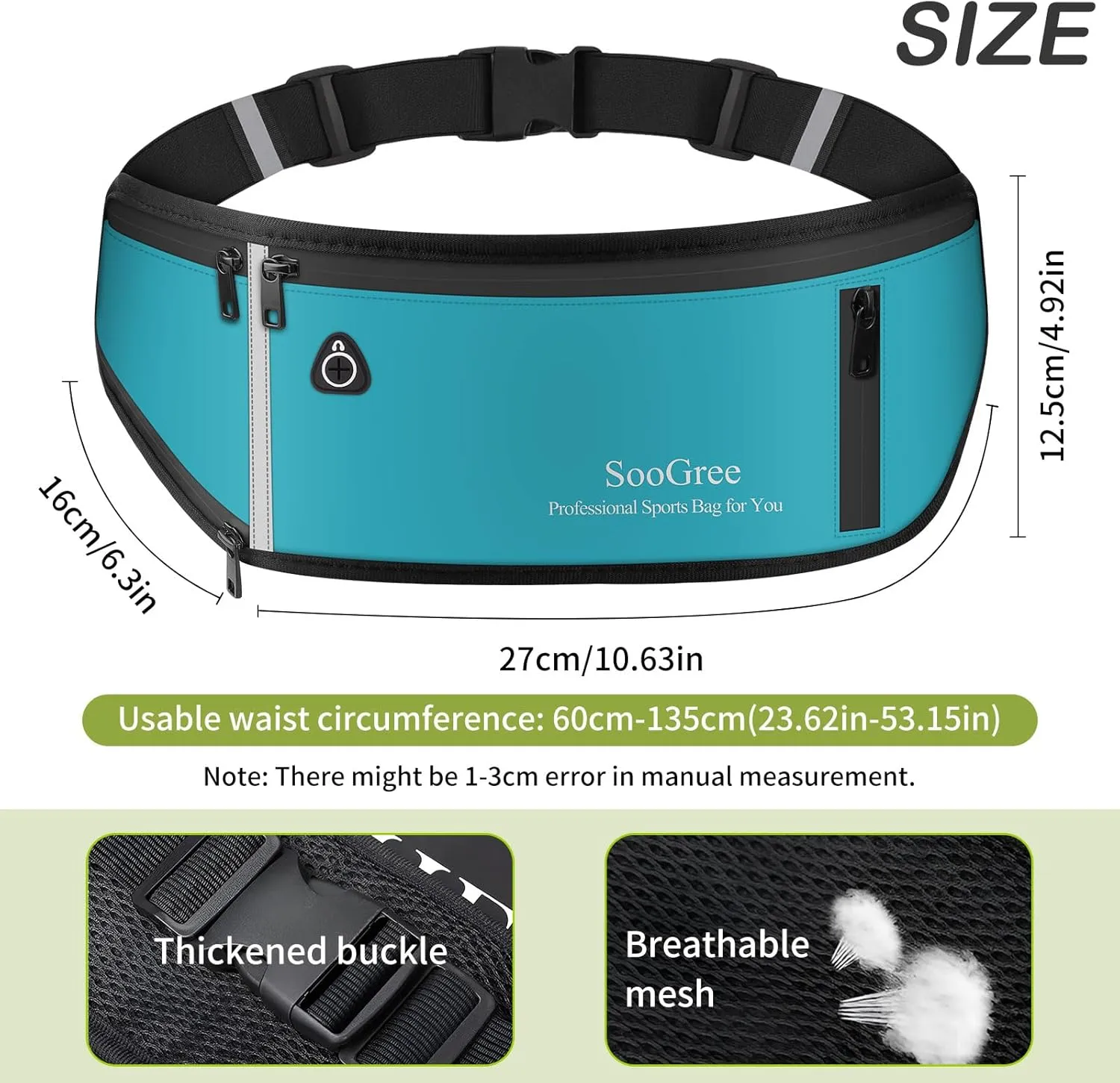 Fanny Packs for Women Men Slim Running Belt Waist Pack Runners Bag Waterproof Money Belt Phone Holder for Sports Hiking Traveling Walking Reflective Strip Adjustable Strap