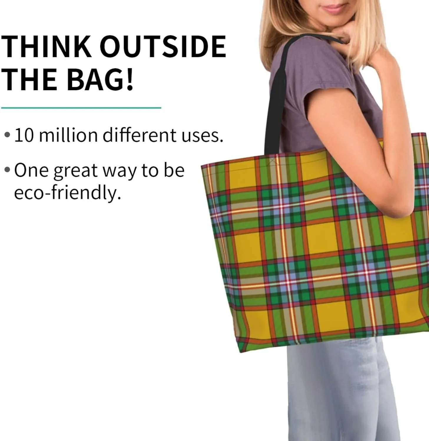 Farquharson Weathered Tartan Tote Bag For Women Weekender Travel Bag Reusable Grocery Bags Large Totes Handbags