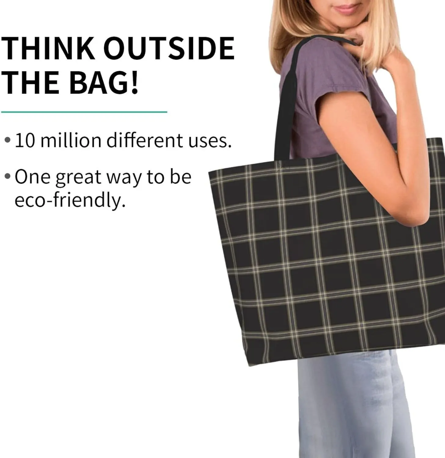 Farquharson Weathered Tartan Tote Bag For Women Weekender Travel Bag Reusable Grocery Bags Large Totes Handbags