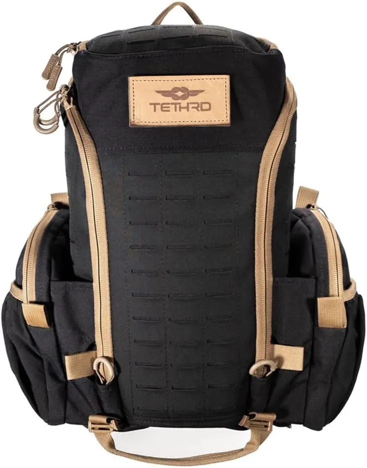 FAS Backpack w/Compression Kit - Ideal for Hunting, Camping, Hiking, Biking & Laptops - Simple/Minimalistic/User Customizable, Black & Tan