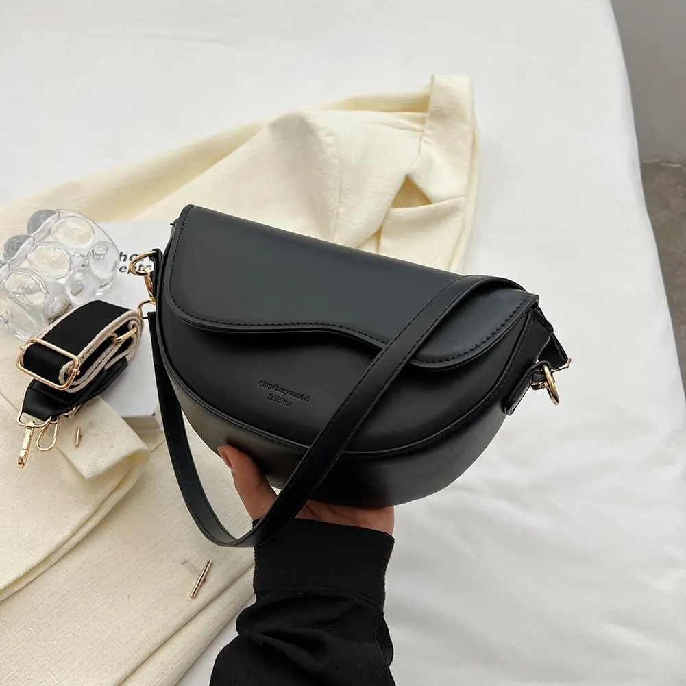Fashion Crossbody Sling Bag Leather Shoulder Bag Women Saddle Armpit Bag Versatile Vintage Handbags Fall Winter Pu