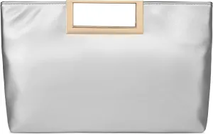 Fashion Top-Handle Bag for Women Trendy Crossbody Clutch Purse PU Leather Classic Handbag with Metal Chain