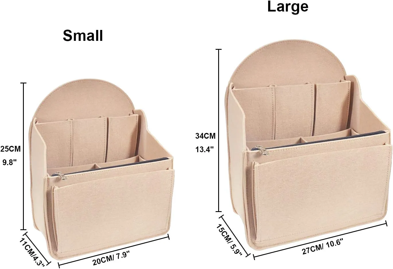 Felt Backpack Organizer Insert,Purse Organizer for Men Women Backpack Rucksack Handbag Shoulder Bag(Beige,Large)