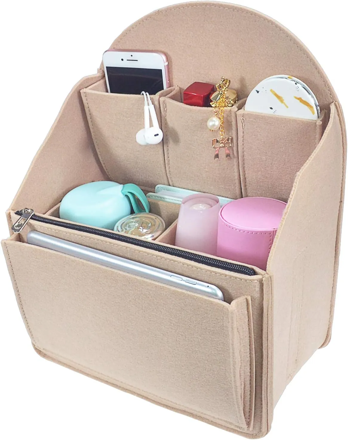 Felt Backpack Organizer Insert,Purse Organizer for Men Women Backpack Rucksack Handbag Shoulder Bag(Beige,Large)