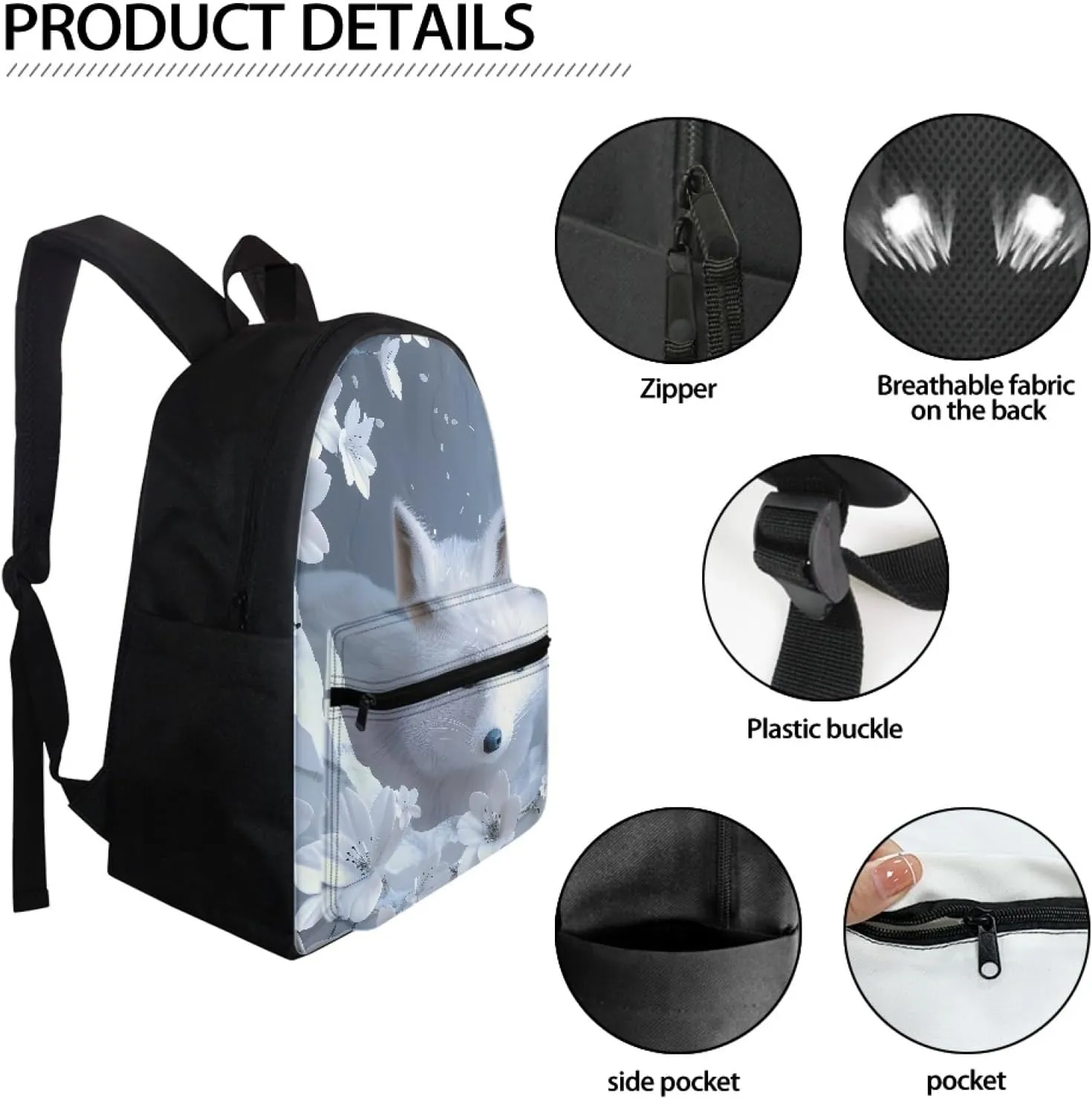 Fire Anger Fox Print Backpack School Bag for Boy Girl Men Women Large Capacity Book Bag Travel Daypack Rucksack,Fox 04