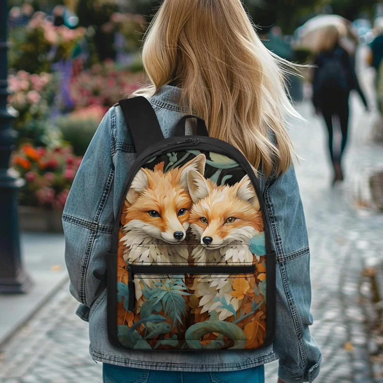 Fire Anger Fox Print Backpack School Bag for Boy Girl Men Women Large Capacity Book Bag Travel Daypack Rucksack,Fox 36