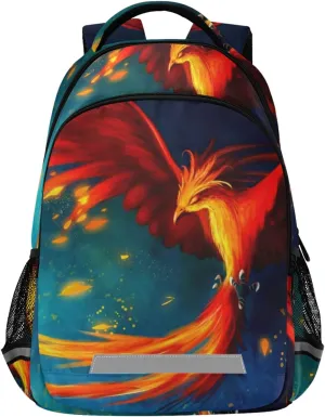Fire Phoenix Backpack bookbag for Boys Girls, Elementary Schoolbag Travel Bag Casual Daypack Rucksack for Students