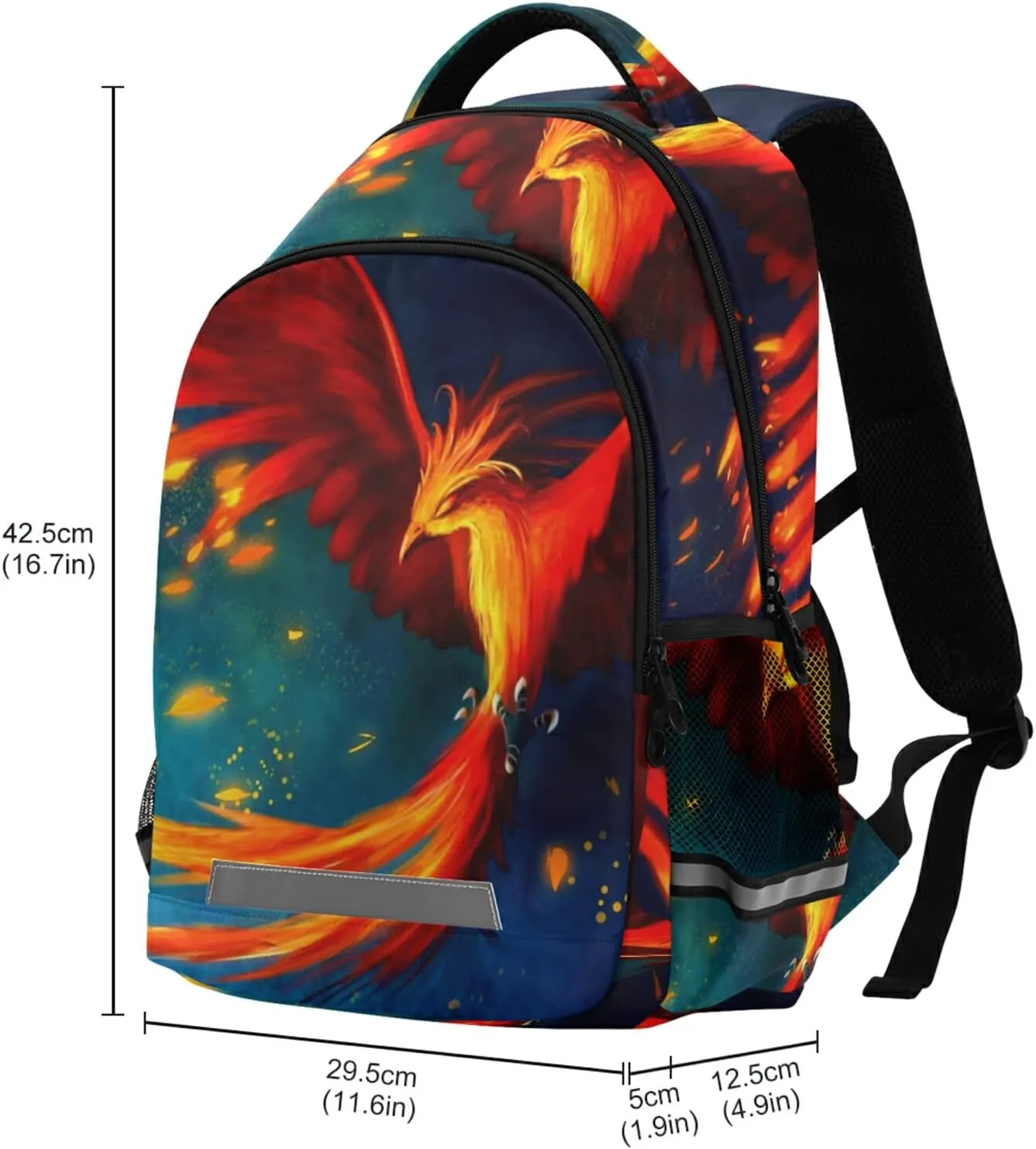 Fire Phoenix Backpack bookbag for Boys Girls, Elementary Schoolbag Travel Bag Casual Daypack Rucksack for Students