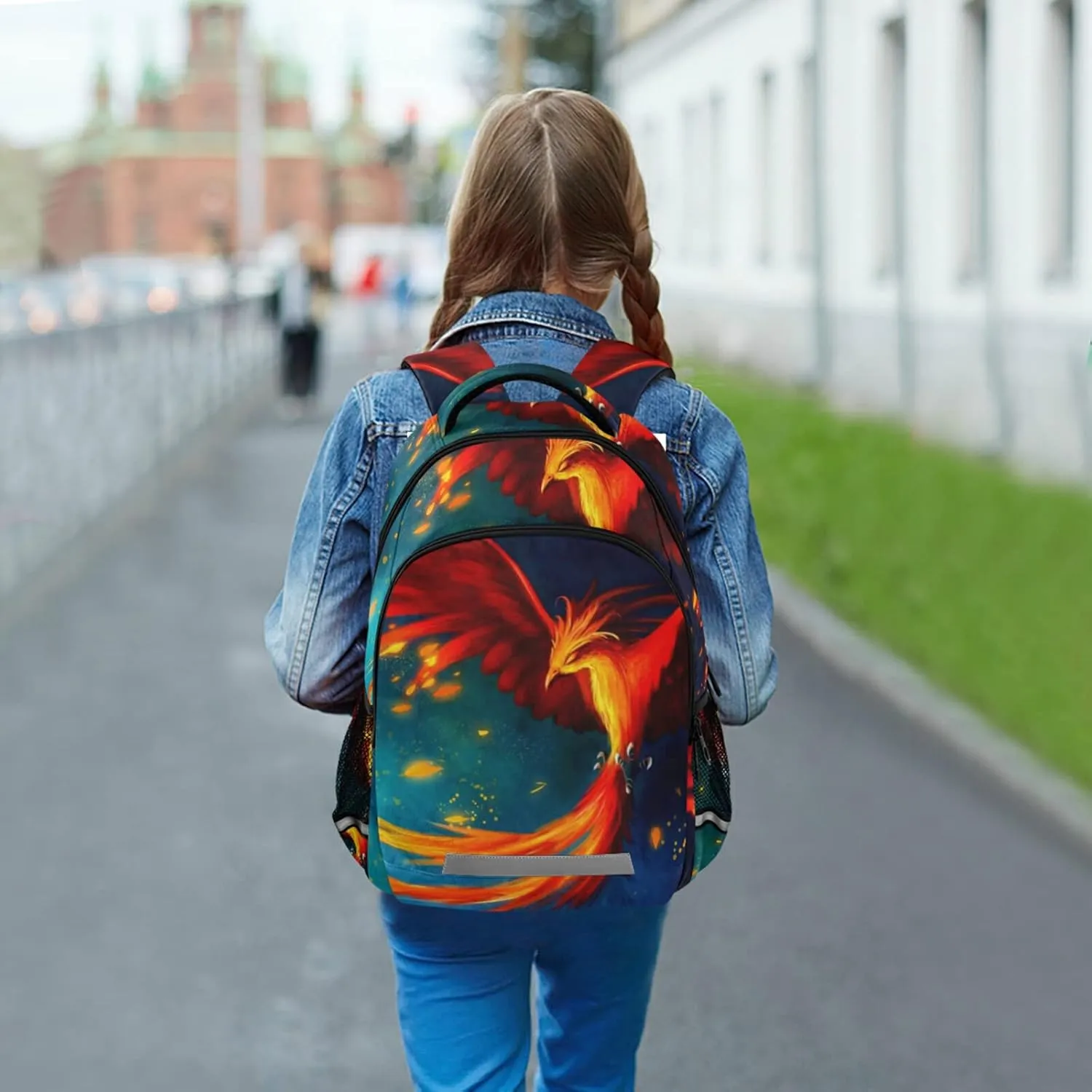 Fire Phoenix Backpack bookbag for Boys Girls, Elementary Schoolbag Travel Bag Casual Daypack Rucksack for Students