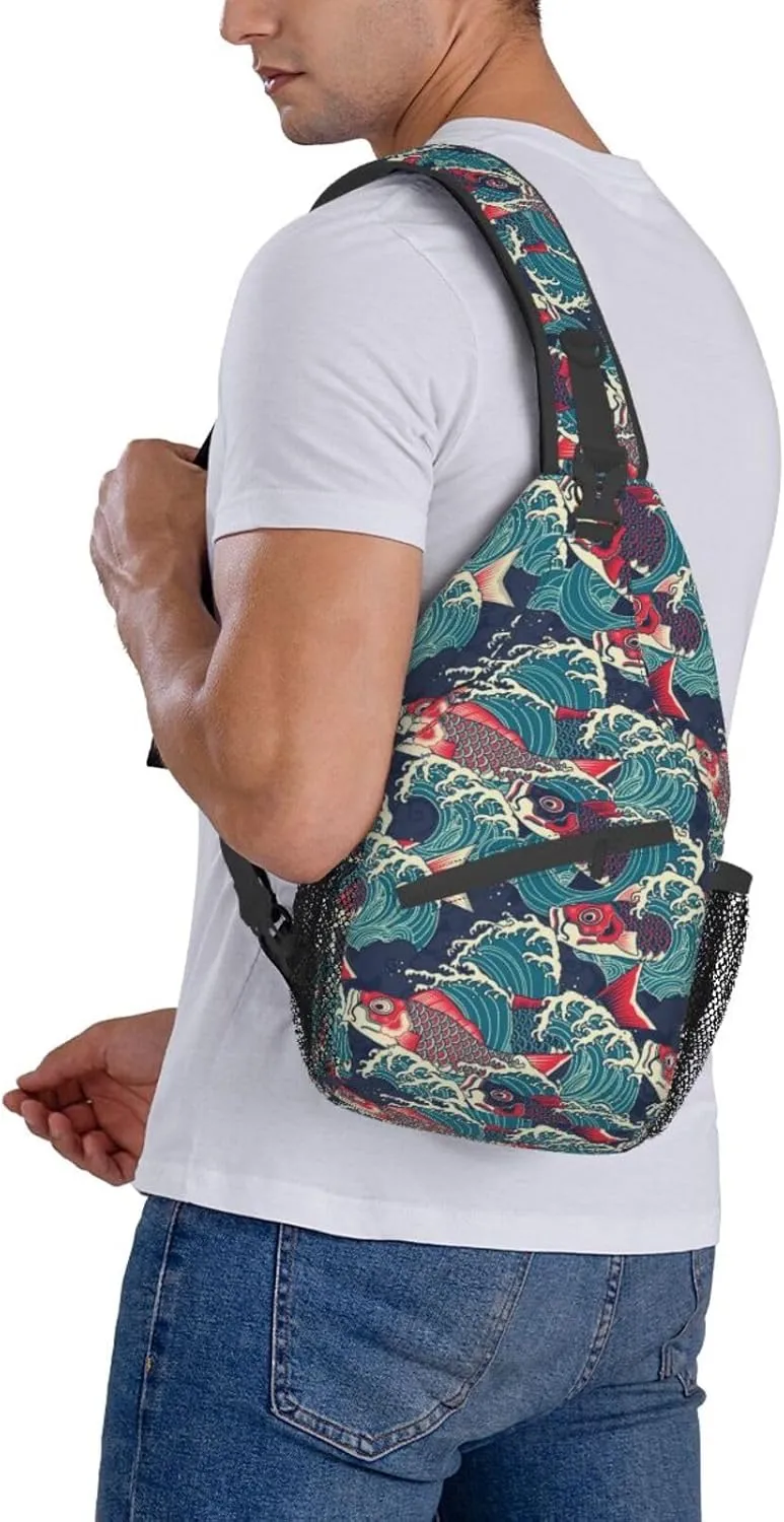 Fish Sling Backpack Chest Bag Crossbody Shoulder Bag Gym Cycling Travel Hiking Daypack For Men Women