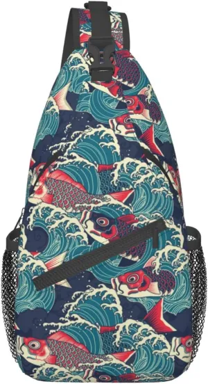 Fish Sling Backpack Chest Bag Crossbody Shoulder Bag Gym Cycling Travel Hiking Daypack For Men Women