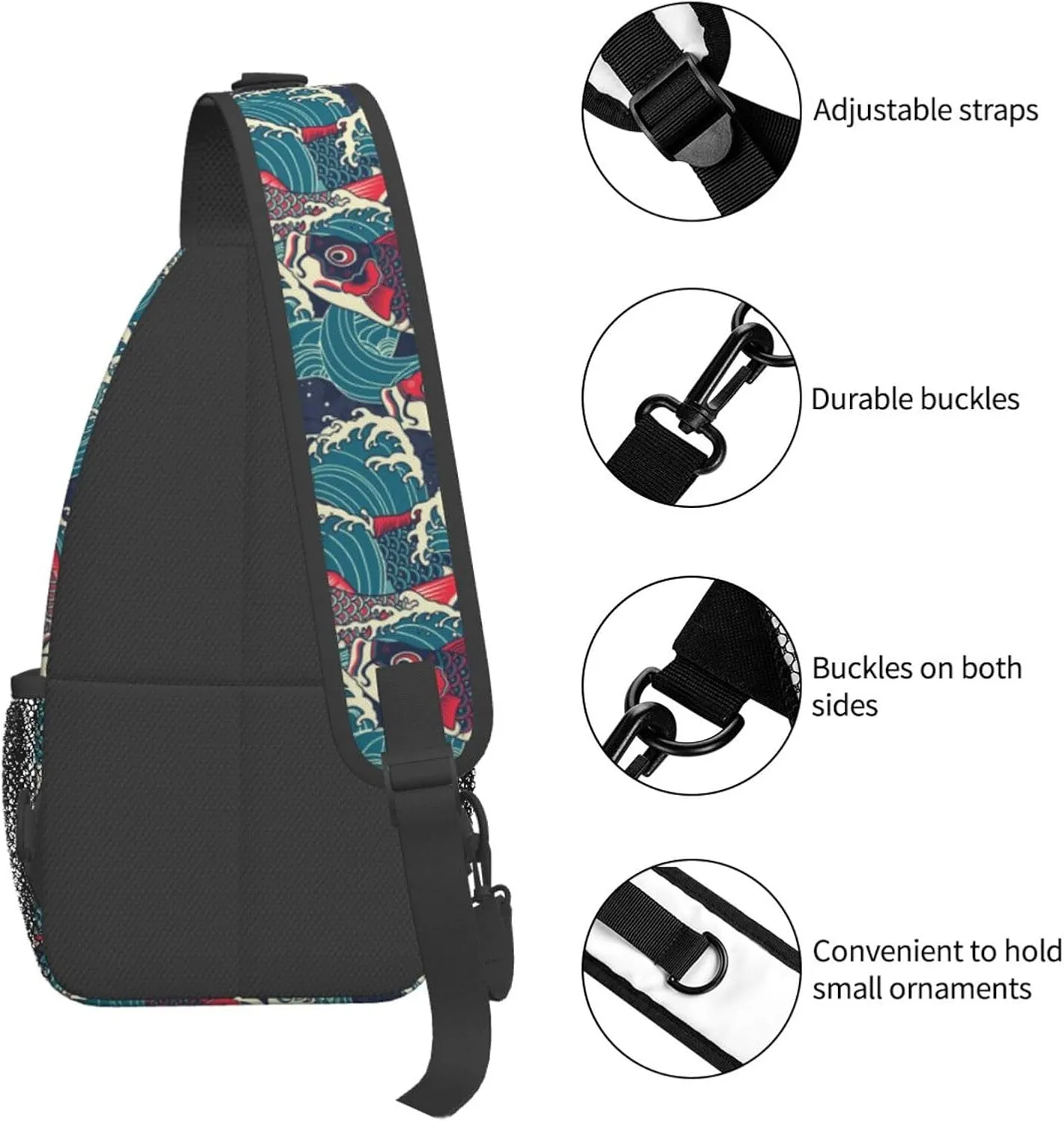 Fish Sling Backpack Chest Bag Crossbody Shoulder Bag Gym Cycling Travel Hiking Daypack For Men Women