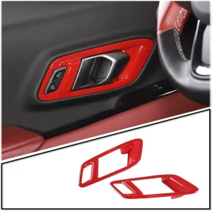 Fit for Toyota Supra GR A90 A91 MK5 2019-2024 Inner Door Handle Frame, ABS Door Inner Grab Handle Trim Cover Sticker, Car Interior Decoration Accessories, 2 PCS (Red)