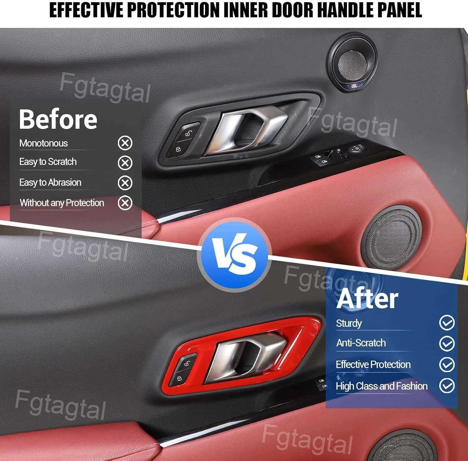 Fit for Toyota Supra GR A90 A91 MK5 2019-2024 Inner Door Handle Frame, ABS Door Inner Grab Handle Trim Cover Sticker, Car Interior Decoration Accessories, 2 PCS (Red)
