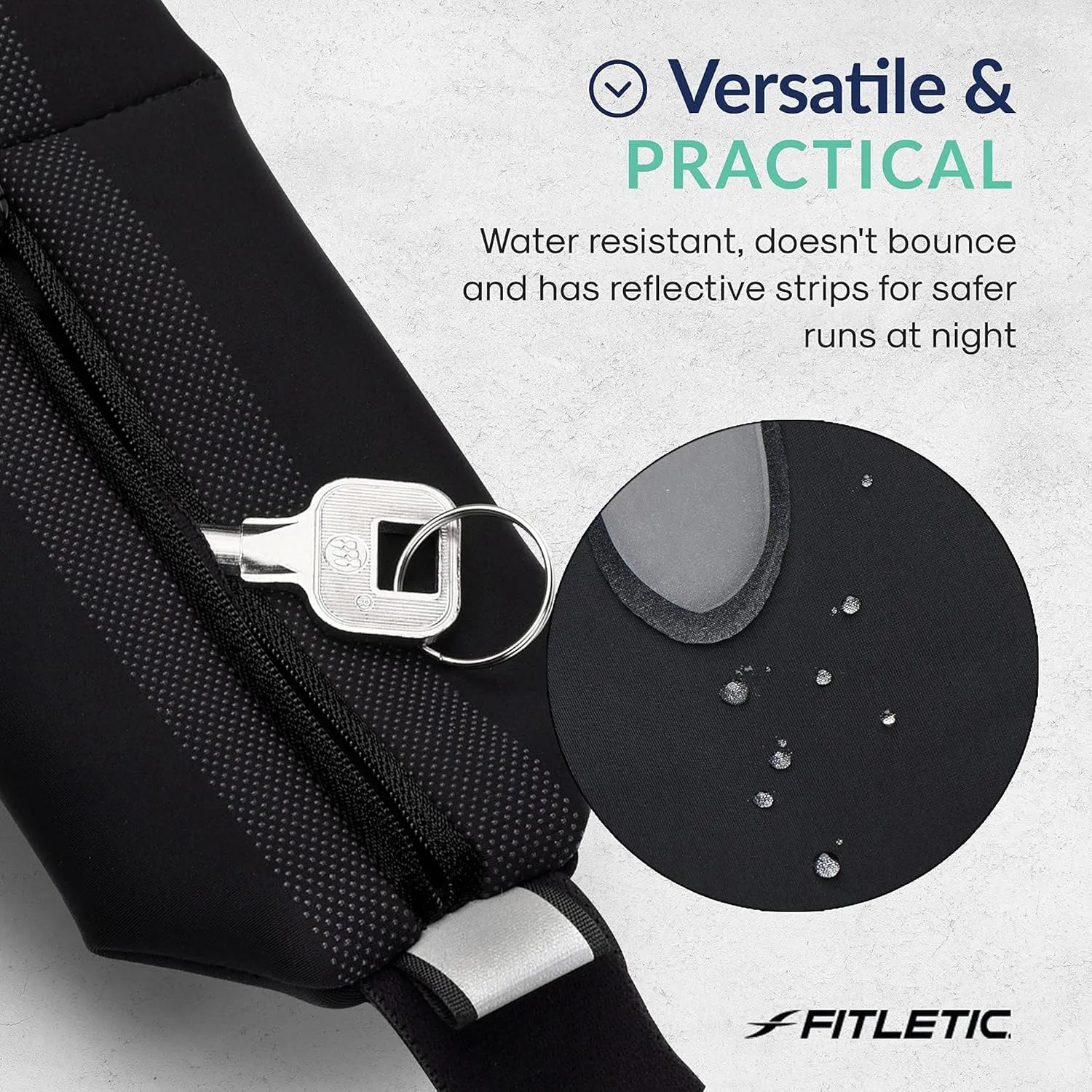 Fitletic Bolt Double Pocket Running Belt & Active Fanny Pack For Men & Women – Water Resistant, Lightweight Sleek Design – Patented No Bounce Hip Hugging Fit – Holds Any Phone