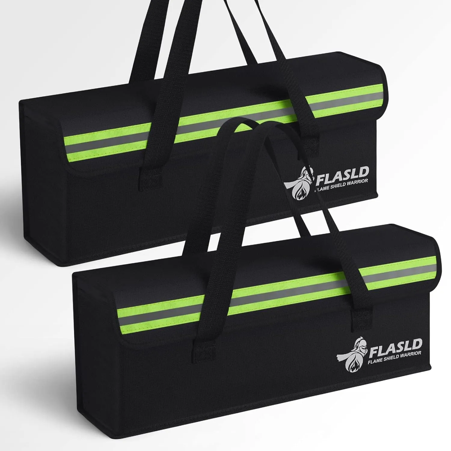 FLASLD 2-Pack Lipo Fireproof Bag Ebike Accessories Battery Charging Case Charge Explosionproof Bag Large Capacity Lipo Battery Storage Guard Safe Box (19.3 x 4.3 x 7in), Black