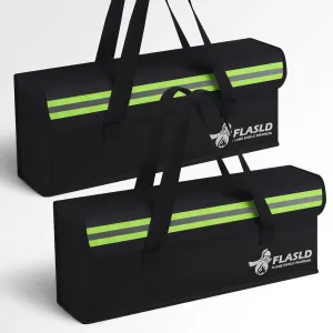 FLASLD 2-Pack Lipo Fireproof Bag Ebike Accessories Battery Charging Case Charge Explosionproof Bag Large Capacity Lipo Battery Storage Guard Safe Box (19.3 x 4.3 x 7in), Black