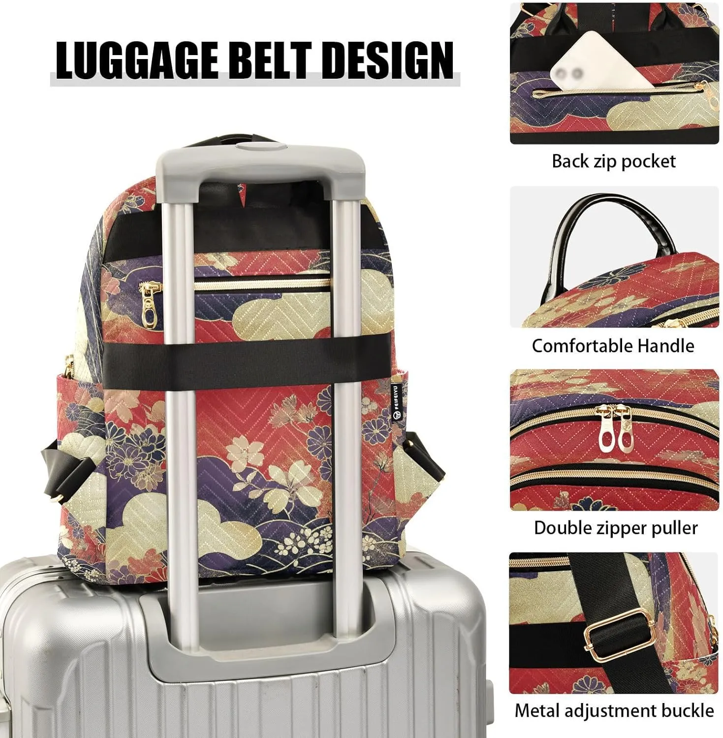 Floral Cloud Red Backpack Purse for Women Fashion Backpack Handbags with Anti-theft Back for Travel Work Day M