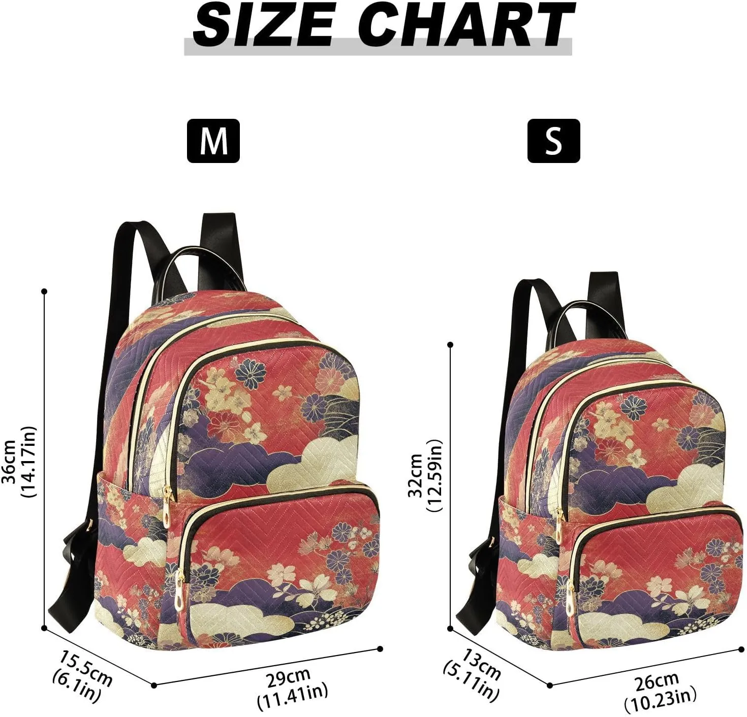 Floral Cloud Red Backpack Purse for Women Fashion Backpack Handbags with Anti-theft Back for Travel Work Day M