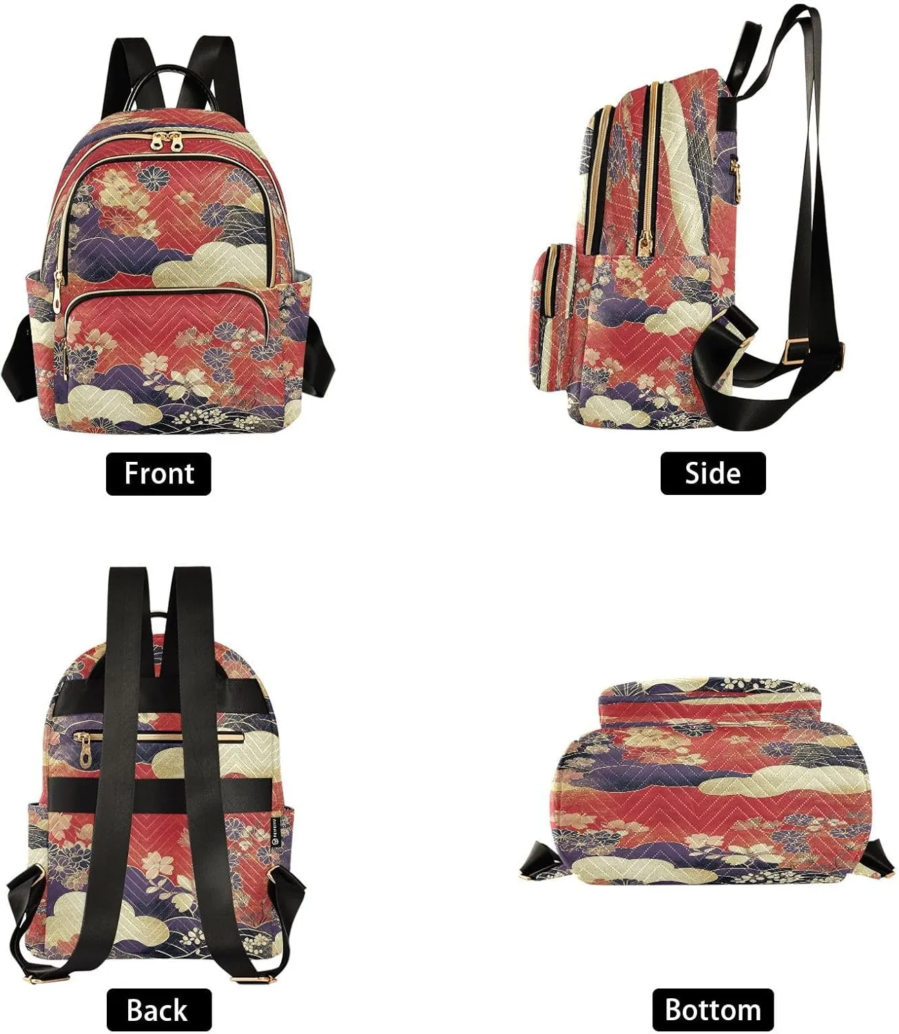 Floral Cloud Red Backpack Purse for Women Fashion Backpack Handbags with Anti-theft Back for Travel Work Day M