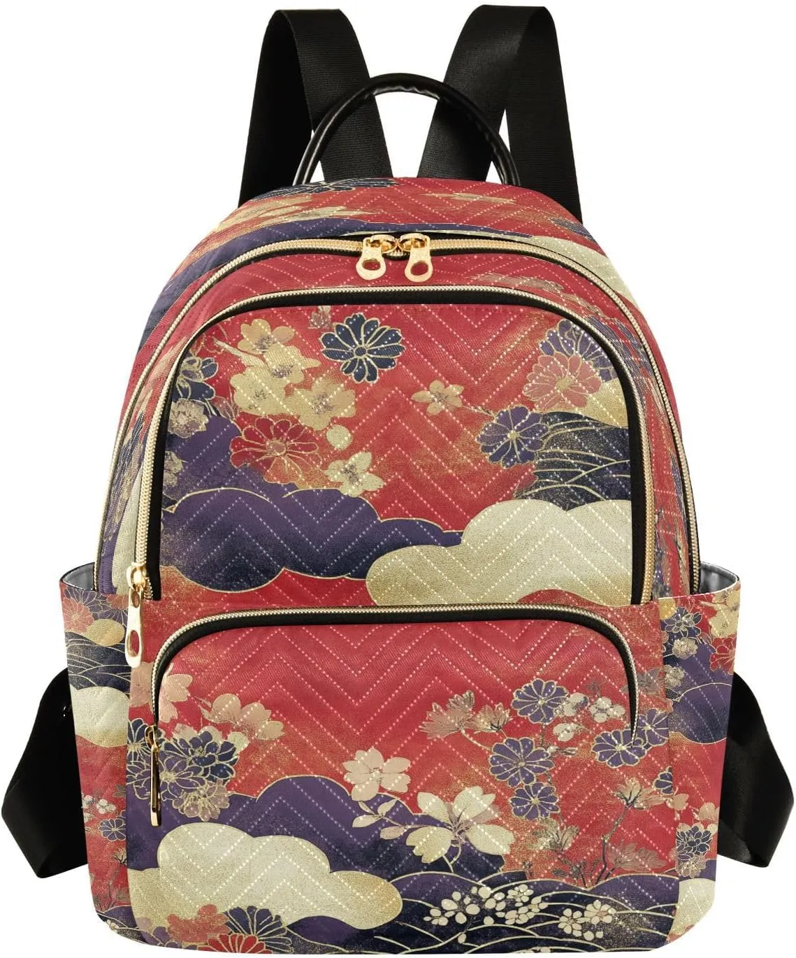 Floral Cloud Red Backpack Purse for Women Fashion Backpack Handbags with Anti-theft Back for Travel Work Day M