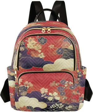 Floral Cloud Red Backpack Purse for Women Fashion Backpack Handbags with Anti-theft Back for Travel Work Day M