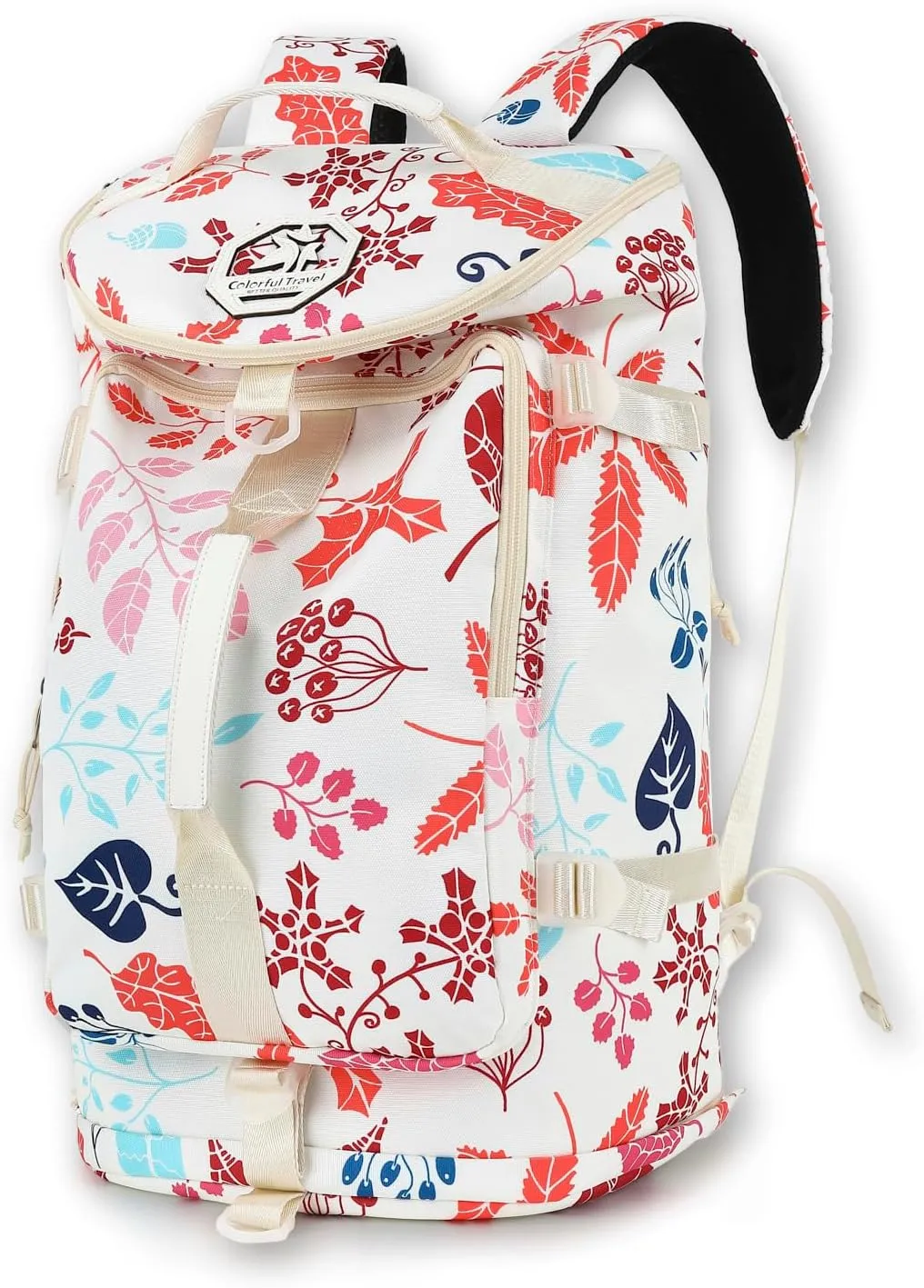 Floral Gym Duffle Bag Backpack 4 ways for Women Waterproof with Shoes Compartment for travel Sport Hiking laptop Lightweight, Kalesi XL