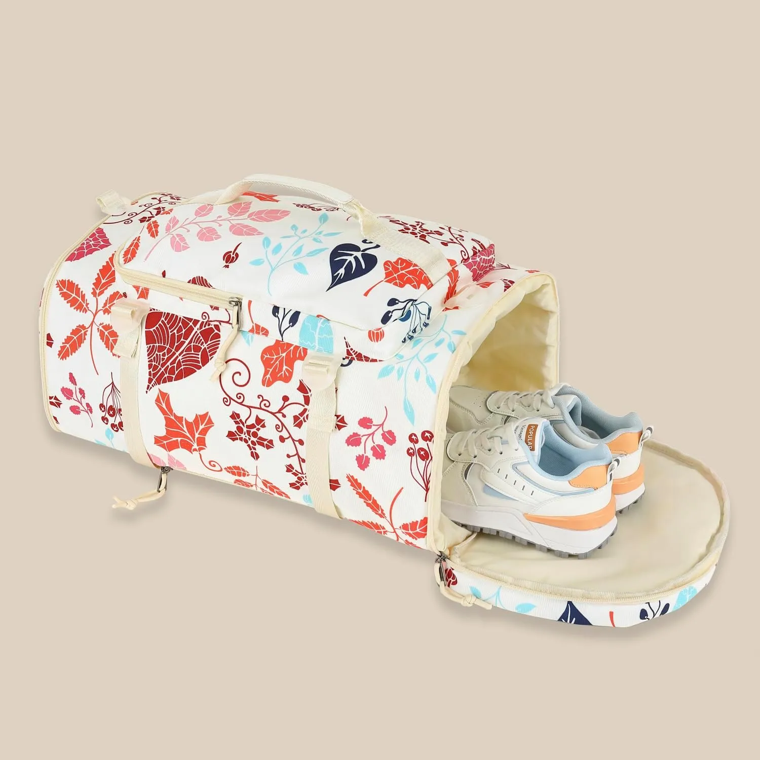 Floral Gym Duffle Bag Backpack 4 ways for Women Waterproof with Shoes Compartment for travel Sport Hiking laptop Lightweight, Kalesi XL
