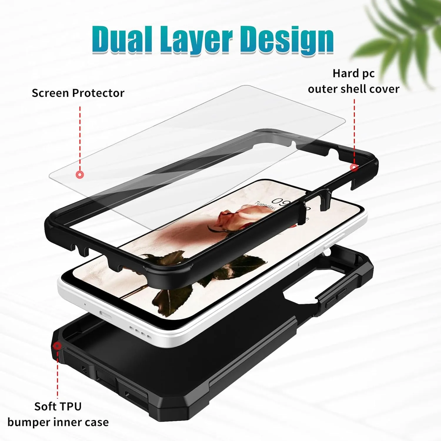 for Cricket Icon 6 Case,ATT Verge SL219A Phone Case with Glass Screen Protector,360 Full-Body Hard PC & Soft TPU Bumper Shockproof Protective Case for Cricket Icon 6-Skull Sword Master