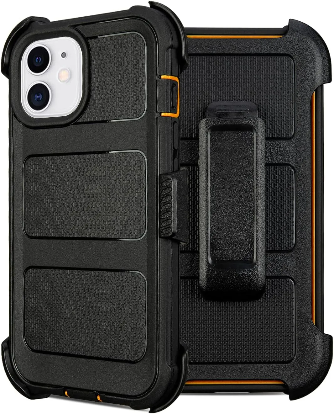 for Defender Phone Case iPhone 11 Case with Belt Clip,Shockproof Heavy Duty Rugged, 2 Layers of Sturdy for iPhone 11 Cases, Military-Grade Cover for iPhone 11 Case Black & Orange