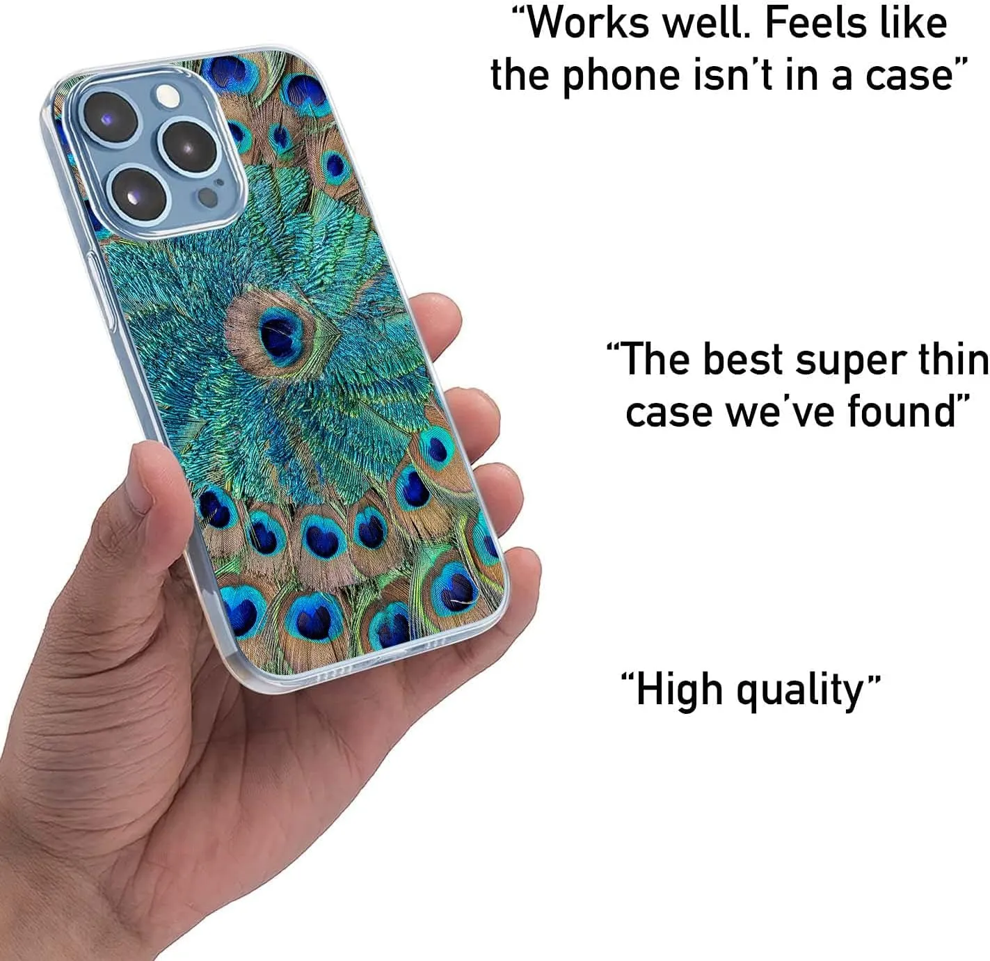 for iPhone 14 Pro Max Case Clear with Beautiful Elegant Peacock Feather Aesthetic Design for Girls Women, Shockproof, Slip Resistant Slim Fit Protective Phone Case