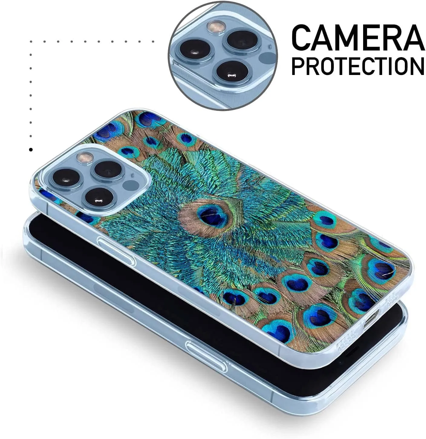 for iPhone 14 Pro Max Case Clear with Beautiful Elegant Peacock Feather Aesthetic Design for Girls Women, Shockproof, Slip Resistant Slim Fit Protective Phone Case