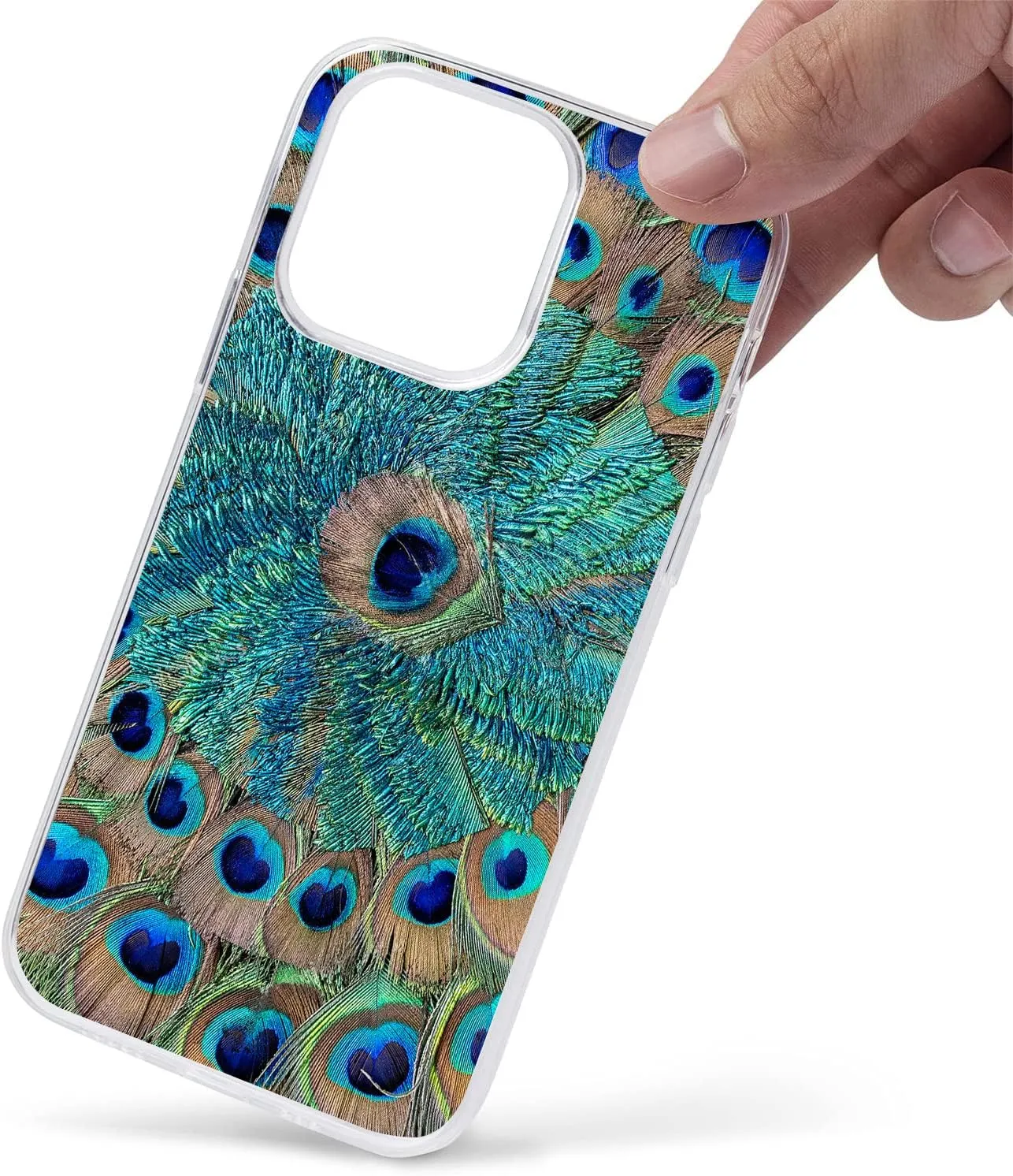 for iPhone 14 Pro Max Case Clear with Beautiful Elegant Peacock Feather Aesthetic Design for Girls Women, Shockproof, Slip Resistant Slim Fit Protective Phone Case