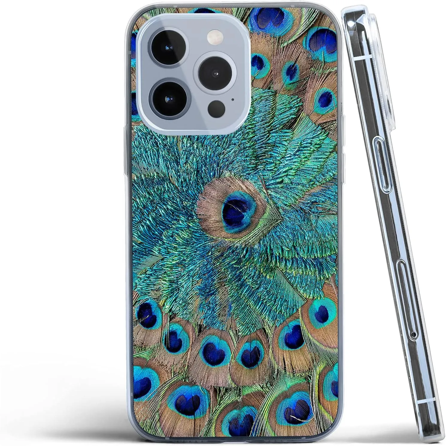 for iPhone 14 Pro Max Case Clear with Beautiful Elegant Peacock Feather Aesthetic Design for Girls Women, Shockproof, Slip Resistant Slim Fit Protective Phone Case