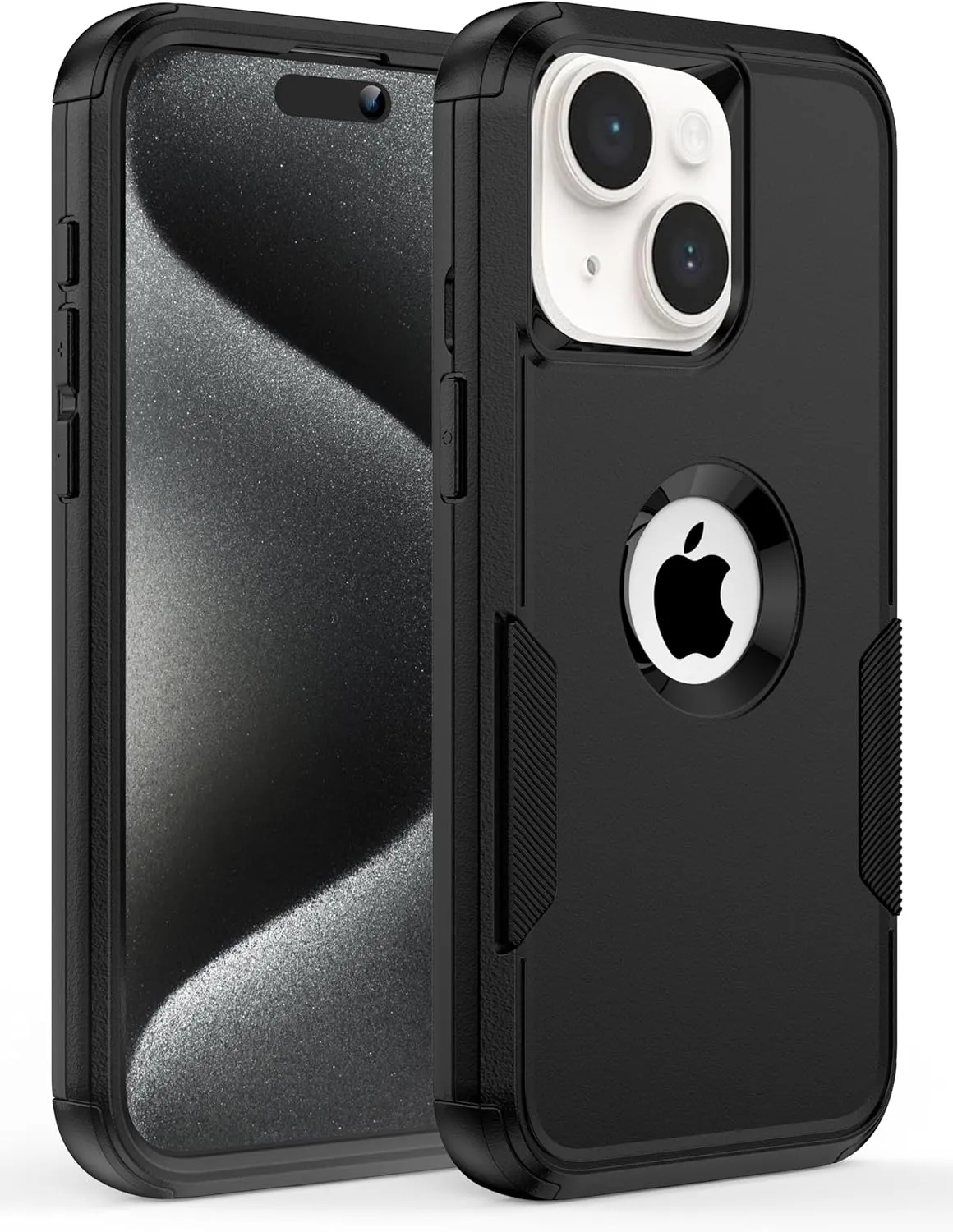 for iPhone 15 Case [Shockproof] [Dropproof] [Rugged & Durable] [2X Screen Protectors   Camera Lens Protector] Heavy Duty Protection Phone Case Cover for iPhone 15 6.1", Dark