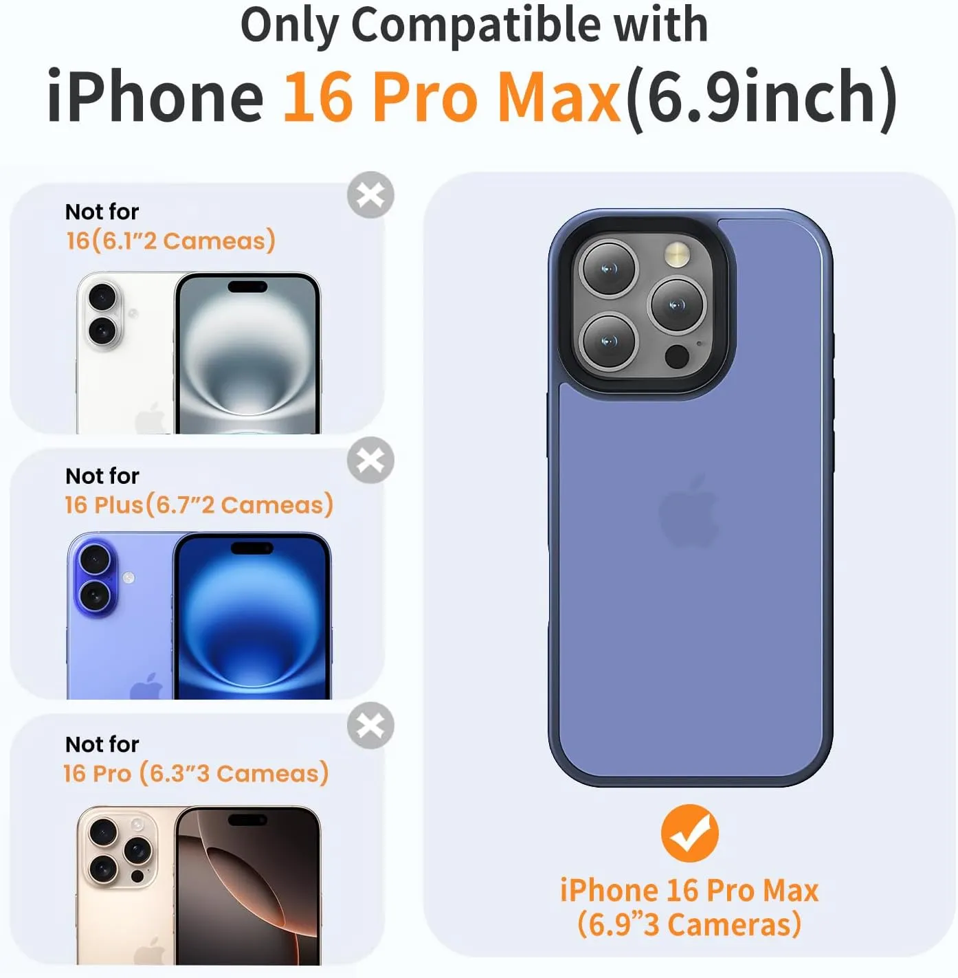 for iPhone 16 Pro Max Phone Case, Shockproof for iPhone 16 Pro Max Case, Military Grade Drop Protection, Protective Hard Back Slim Translucent Cover,Frosted Blue