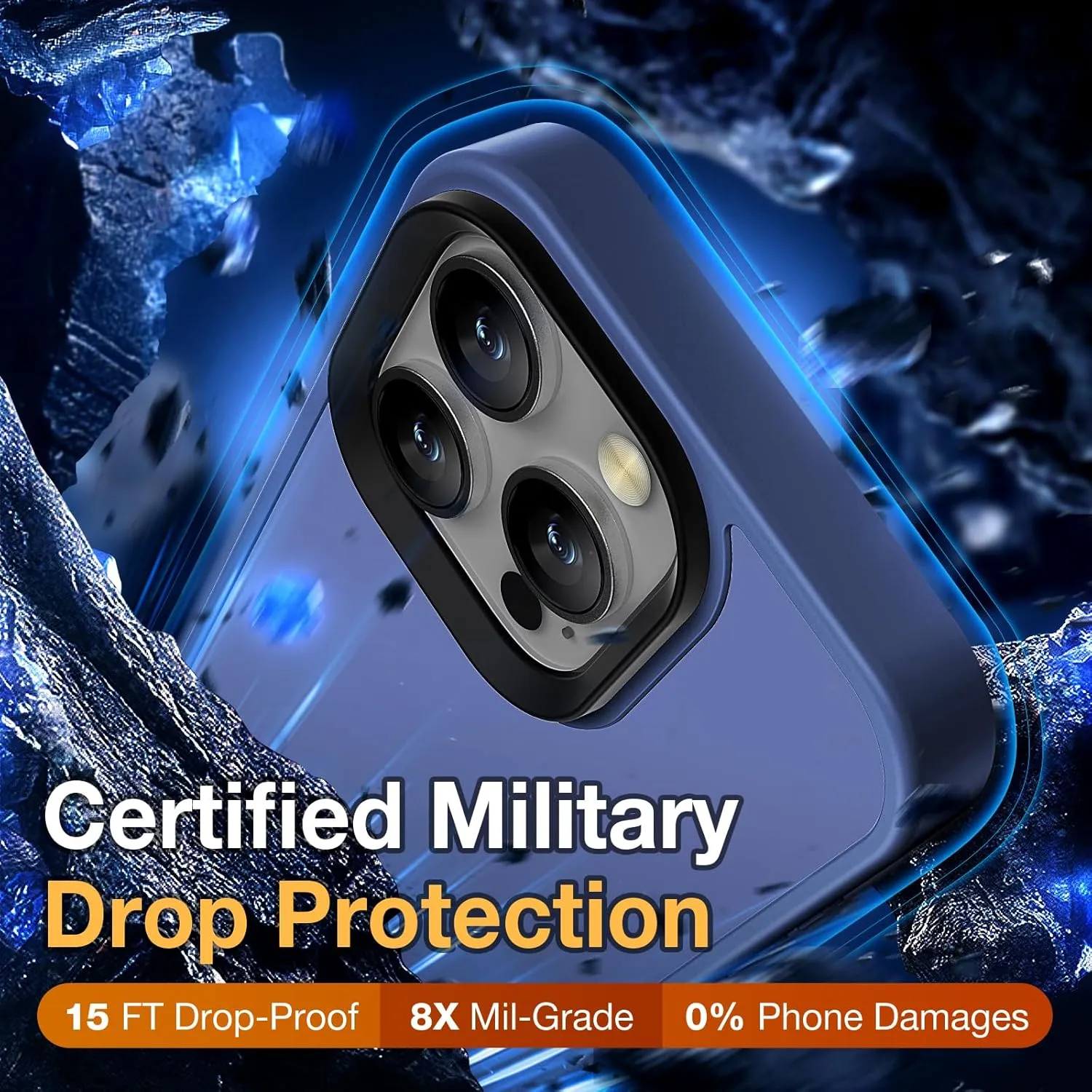 for iPhone 16 Pro Max Phone Case, Shockproof for iPhone 16 Pro Max Case, Military Grade Drop Protection, Protective Hard Back Slim Translucent Cover,Frosted Blue