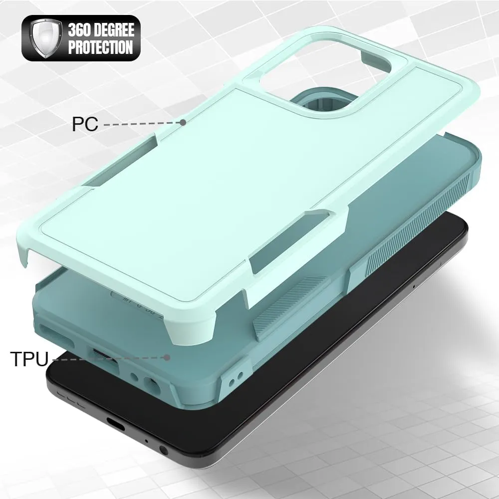 for Motorola Moto G 2025 Case: Dual Layer Protective Heavy Duty Cell Phone Cover Shockproof Rugged with HD Screen Protector - Military Protection Bumper Tough - Motorola Moto G 2025, Mint Green