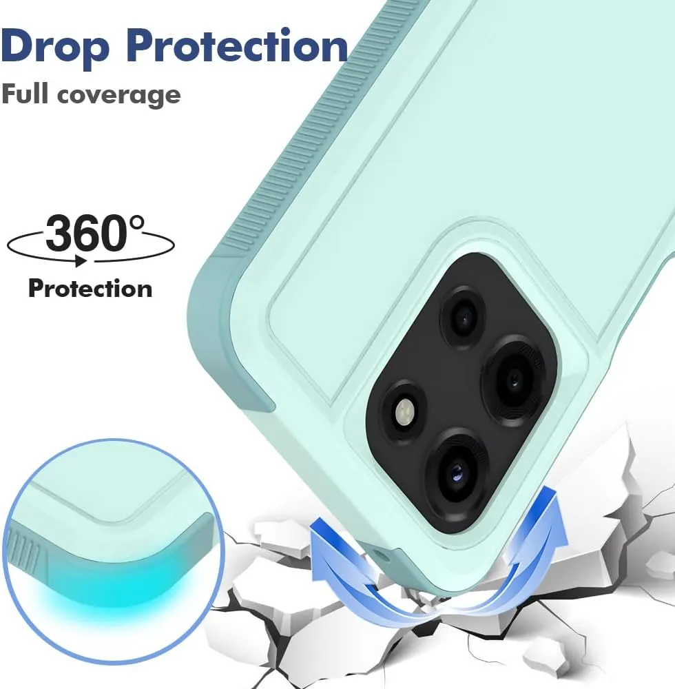 for Motorola Moto G 2025 Case: Dual Layer Protective Heavy Duty Cell Phone Cover Shockproof Rugged with HD Screen Protector - Military Protection Bumper Tough - Motorola Moto G 2025, Mint Green