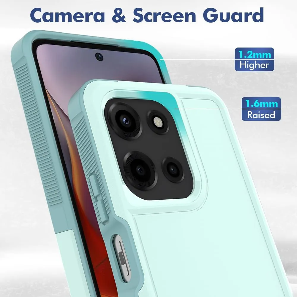 for Motorola Moto G 2025 Case: Dual Layer Protective Heavy Duty Cell Phone Cover Shockproof Rugged with HD Screen Protector - Military Protection Bumper Tough - Motorola Moto G 2025, Mint Green