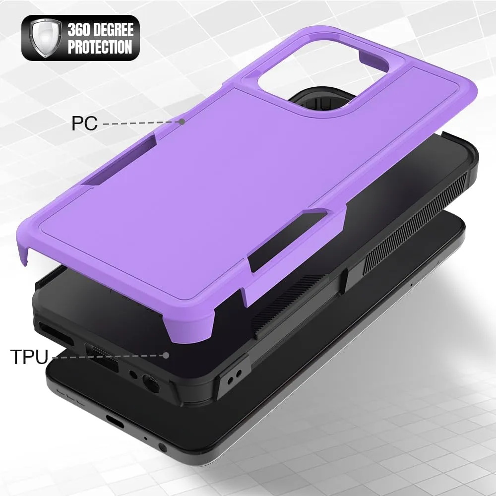 for Motorola Moto G 2025 Case: Dual Layer Protective Heavy Duty Cell Phone Cover Shockproof Rugged with HD Screen Protector - Military Protection Bumper Tough - Motorola Moto G 2025, Purple